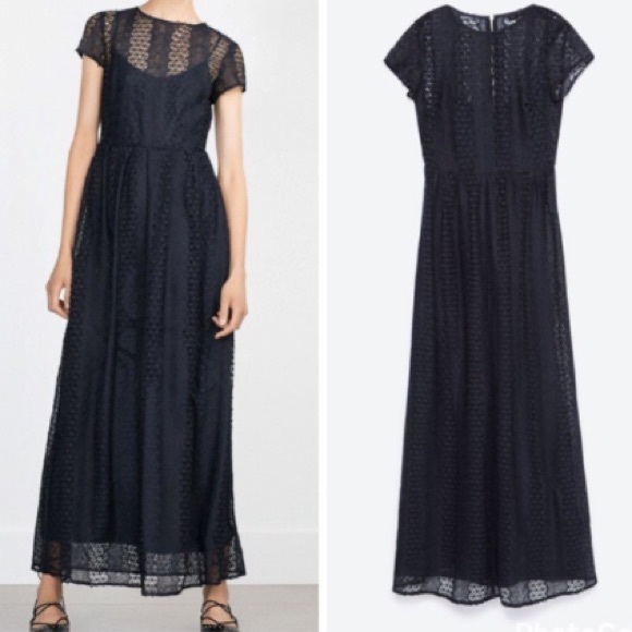 Zara Dresses & Skirts - 💙ZARA💙FULL LENGTH LACE OVERLAY DRESS💙